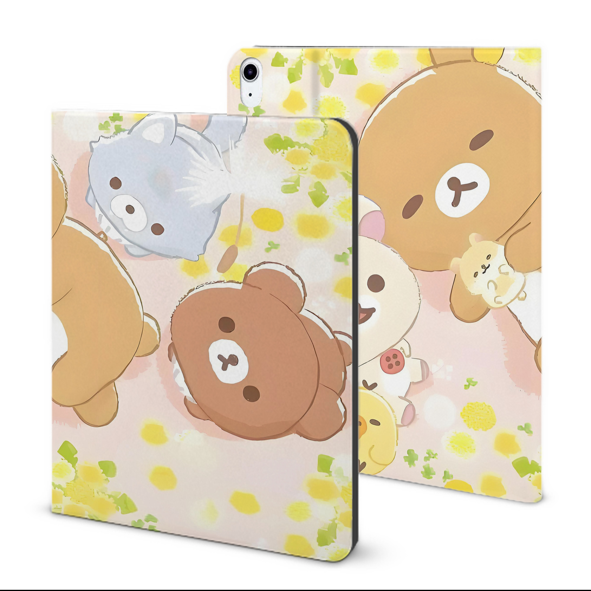 （画像用） リラックマ リラックマ キイロイトリ Rilakkuma Korilakkuma Kiiroitori IPad ケース ブック型 PUレザー TPU 耐衝撃 軽量 薄型 ペン収納なし 全面保護 IPad 各モデル対応